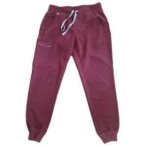 Figs Jogger Scrub Pants Medium 31x28 Elastic Waist Pockets Zamora Cranberry‎ Red